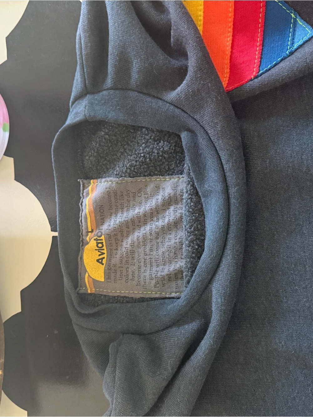 Aviator Nation Black Sweatshirt with Rainbow Heart Patch - Picture 5 of 8